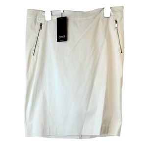 New W Tags JONES NEW YORK Womens Skirt Zip Pockets White 10 Business Chic